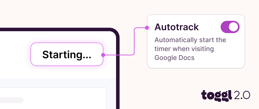 An Autotrack toggle switched on, wired to a timer that reads Starting…