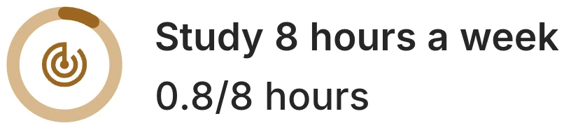One goal from Track’s panel: a ring, Study 8 hours a week, 0.8/8 hours