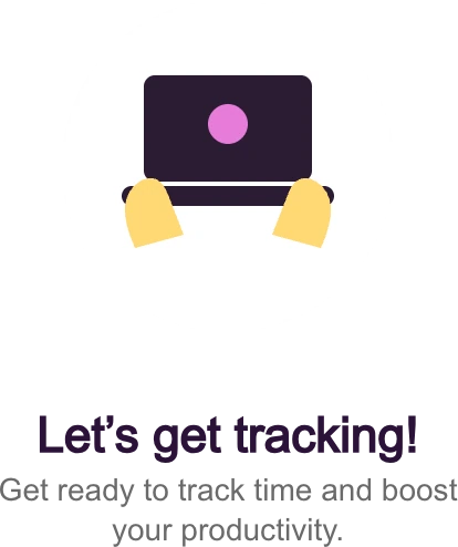 The Windows timer’s empty state: the laptop illustration and Let’s get tracking!