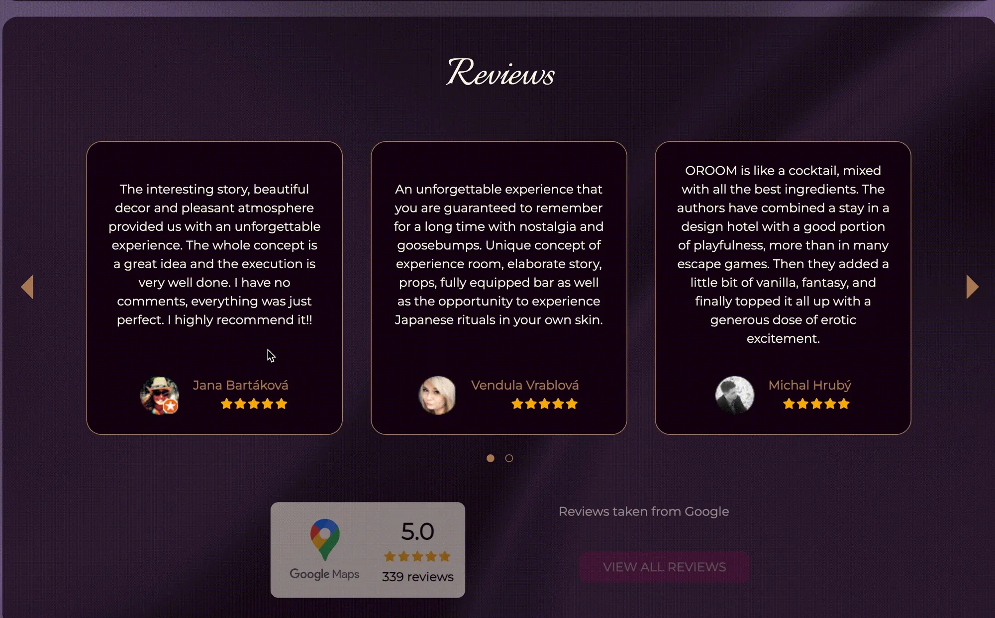 The reviews section with the Google badge